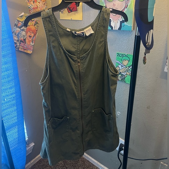 vintage bill glass green sleeveless zip up jumper dress - Picture 2 of 6